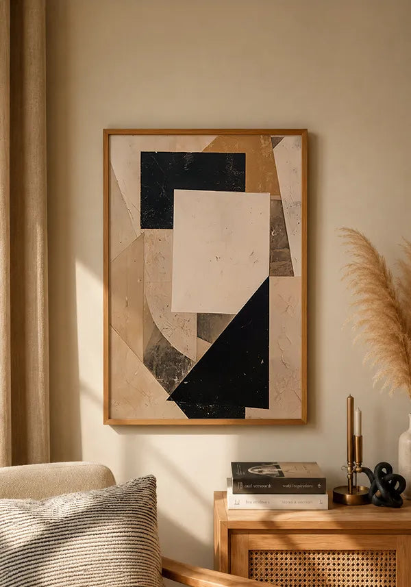 Quadro Estilo Colagem Abstrata em Tons Neutros III