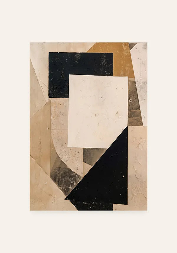 Quadro Estilo Colagem Abstrata em Tons Neutros III
