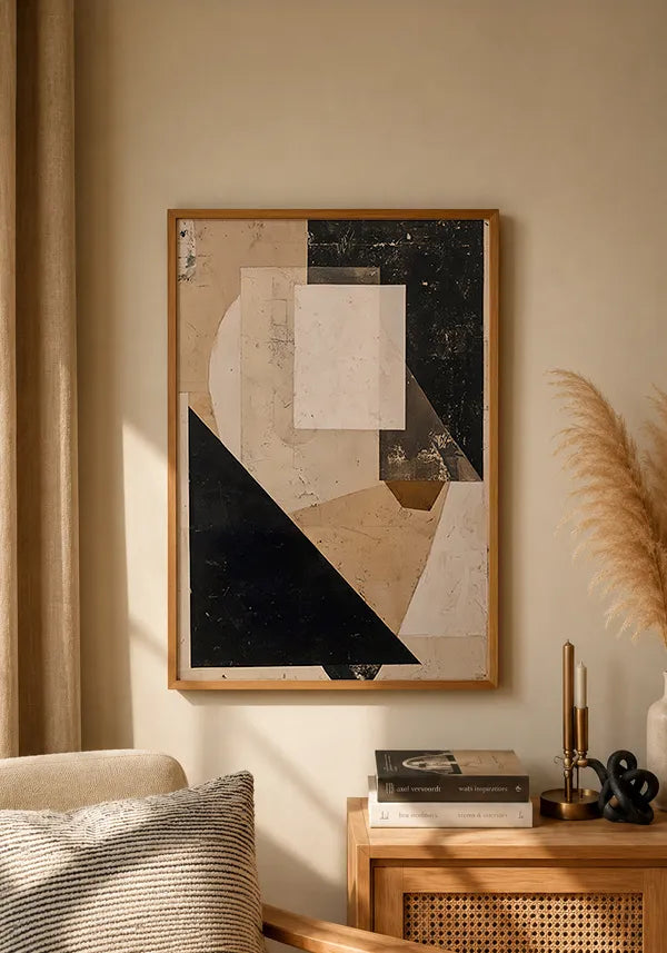Quadro Estilo Colagem Abstrata em Tons Neutros IV