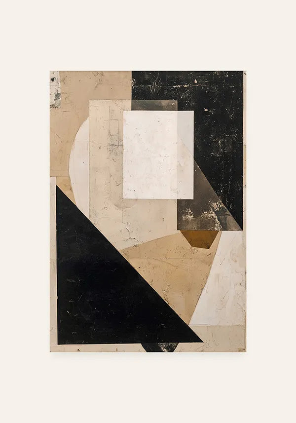 Quadro Estilo Colagem Abstrata em Tons Neutros IV