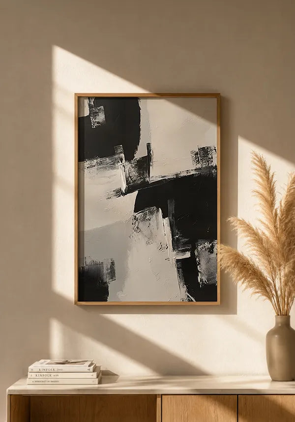 Quadro Abstrato Efeito Texturas em Preto e Branco I
