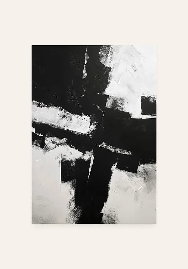 Quadro Abstrato Efeito Texturas em Preto e Branco II