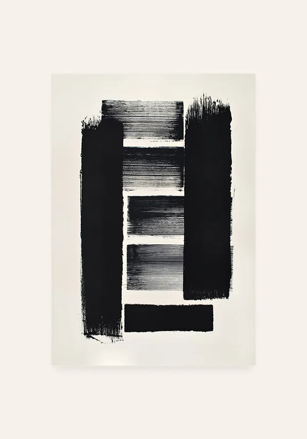 Quadro Abstrato Estilo Pinceladas em Preto e Branco I