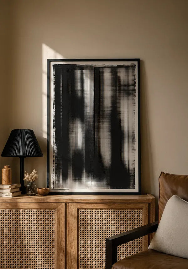 Quadro Abstrato Efeito Ruído em Preto I