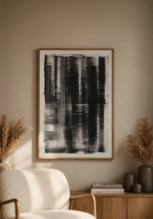 Quadro Abstrato Efeito Ruído em Preto III