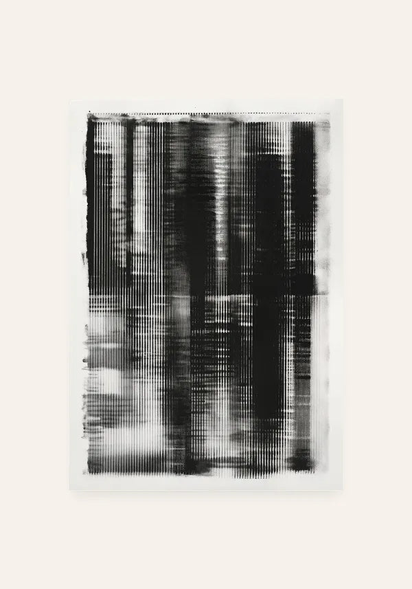 Quadro Abstrato Efeito Ruído em Preto III