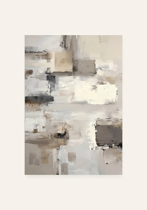 Quadro Abstrato Pintura Moderna com Efeito Textura em Tons Neutros I