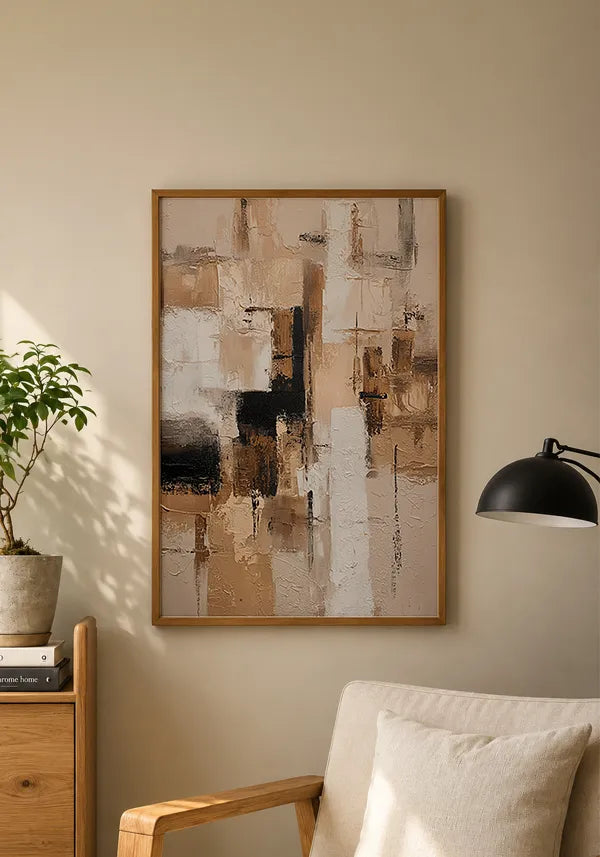 Quadro Abstrato Pintura Moderna em Tons Terrosos I