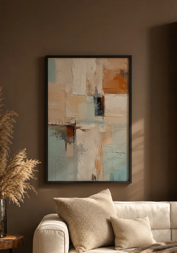 Quadro Abstrato Pintura Moderna com Efeito Textura em Tons Pastéis I