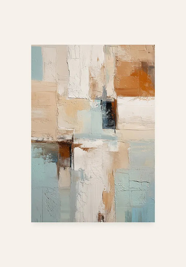 Quadro Abstrato Pintura Moderna com Efeito Textura em Tons Pastéis I