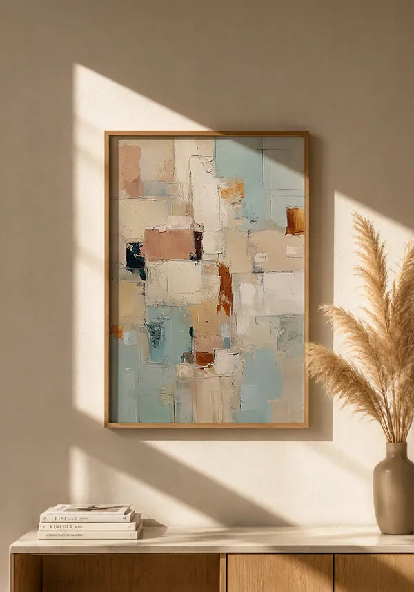 Quadro Abstrato Pintura Moderna com Efeito Textura em Tons Pastéis II