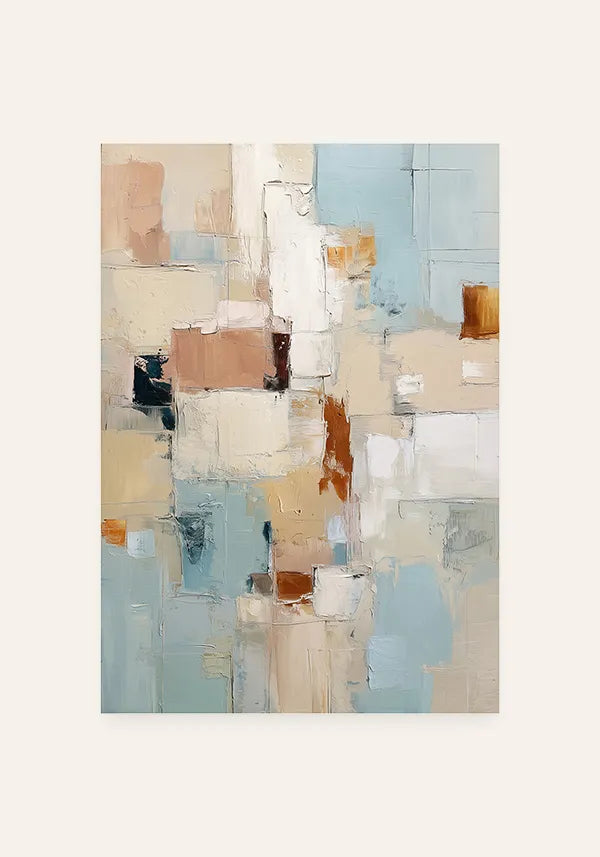 Quadro Abstrato Pintura Moderna com Efeito Textura em Tons Pastéis II