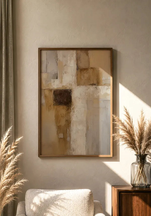 Quadro Abstrato Efeito Textura Contemporânea em Tons Neutros I