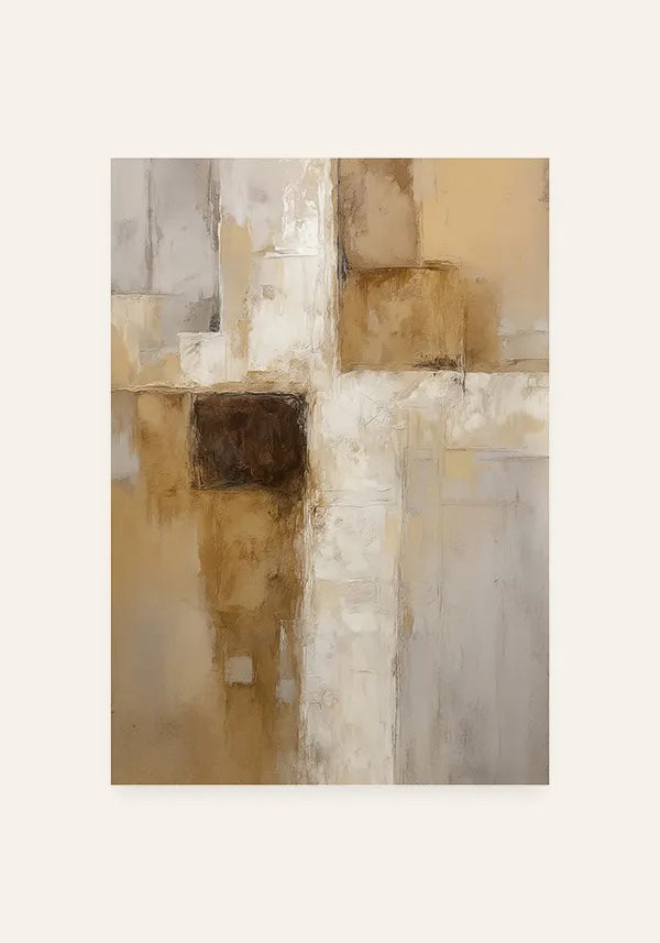 Quadro Abstrato Efeito Textura Contemporânea em Tons Neutros I