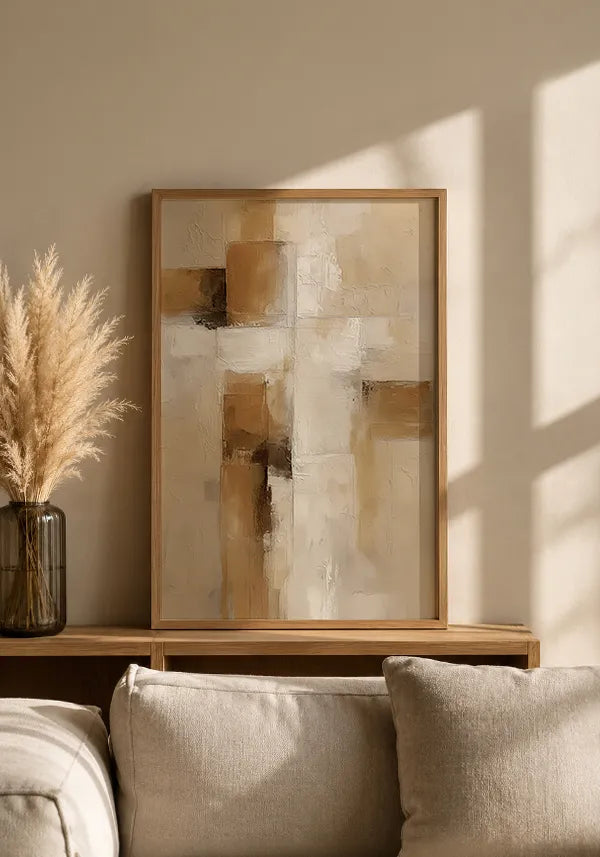 Quadro Abstrato Efeito Textura Contemporânea em Tons Neutros II