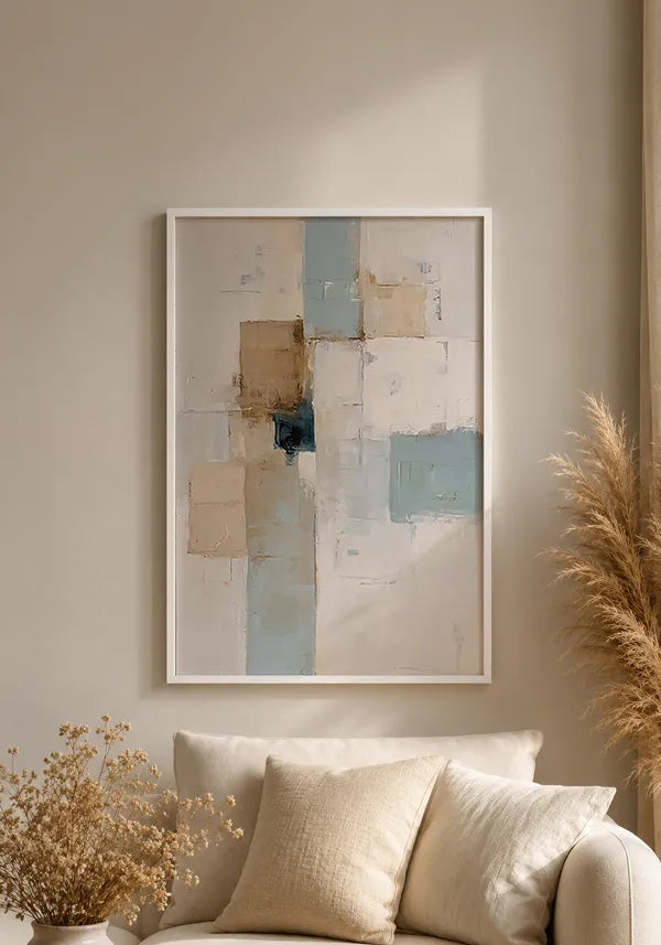 Quadro Abstrato Pintura com Efeito Textura em Tons Claros I