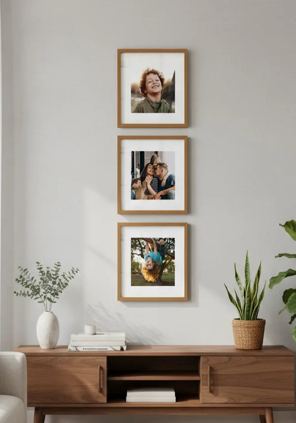 Kit 3 Quadros Quadrados Personalizados com Foto no ambiente