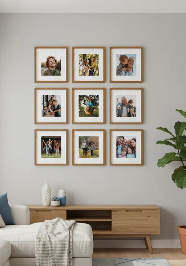Kit 9 Quadros Quadrados Personalizados com Foto no ambiente